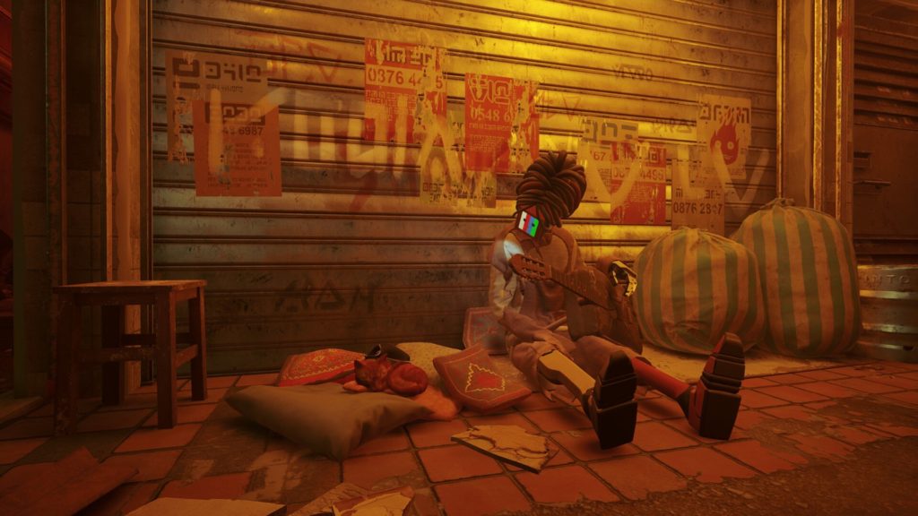 Stray - gato dormindo ao lado de Morusque