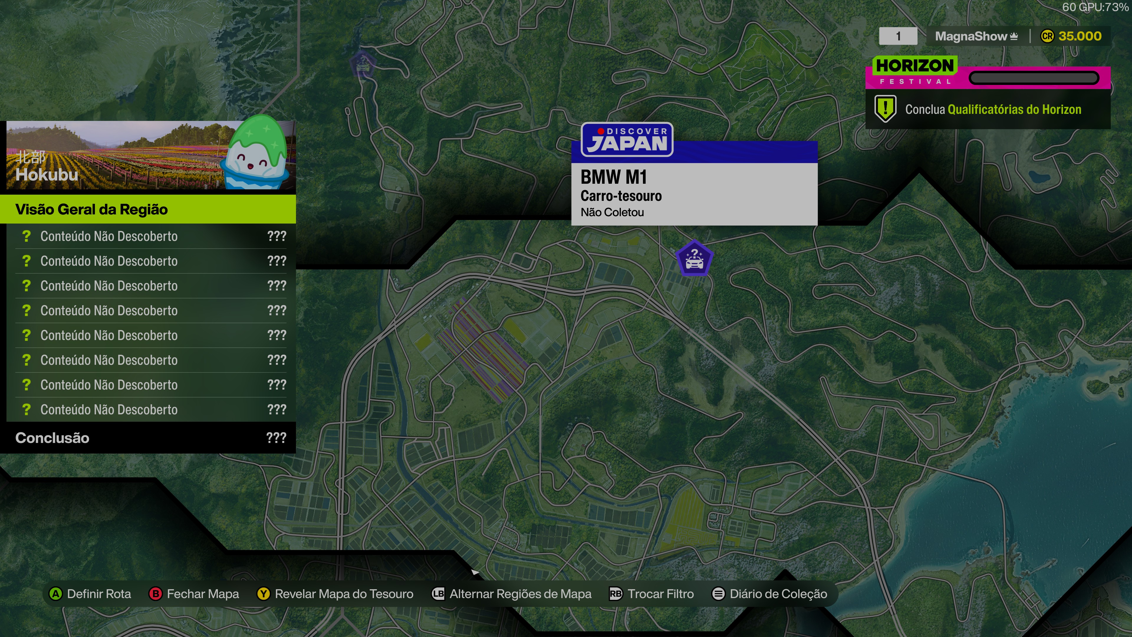 Localização de BMW M1 como Carro-tesouro em Forza Horizon 6 na região de Hokubu