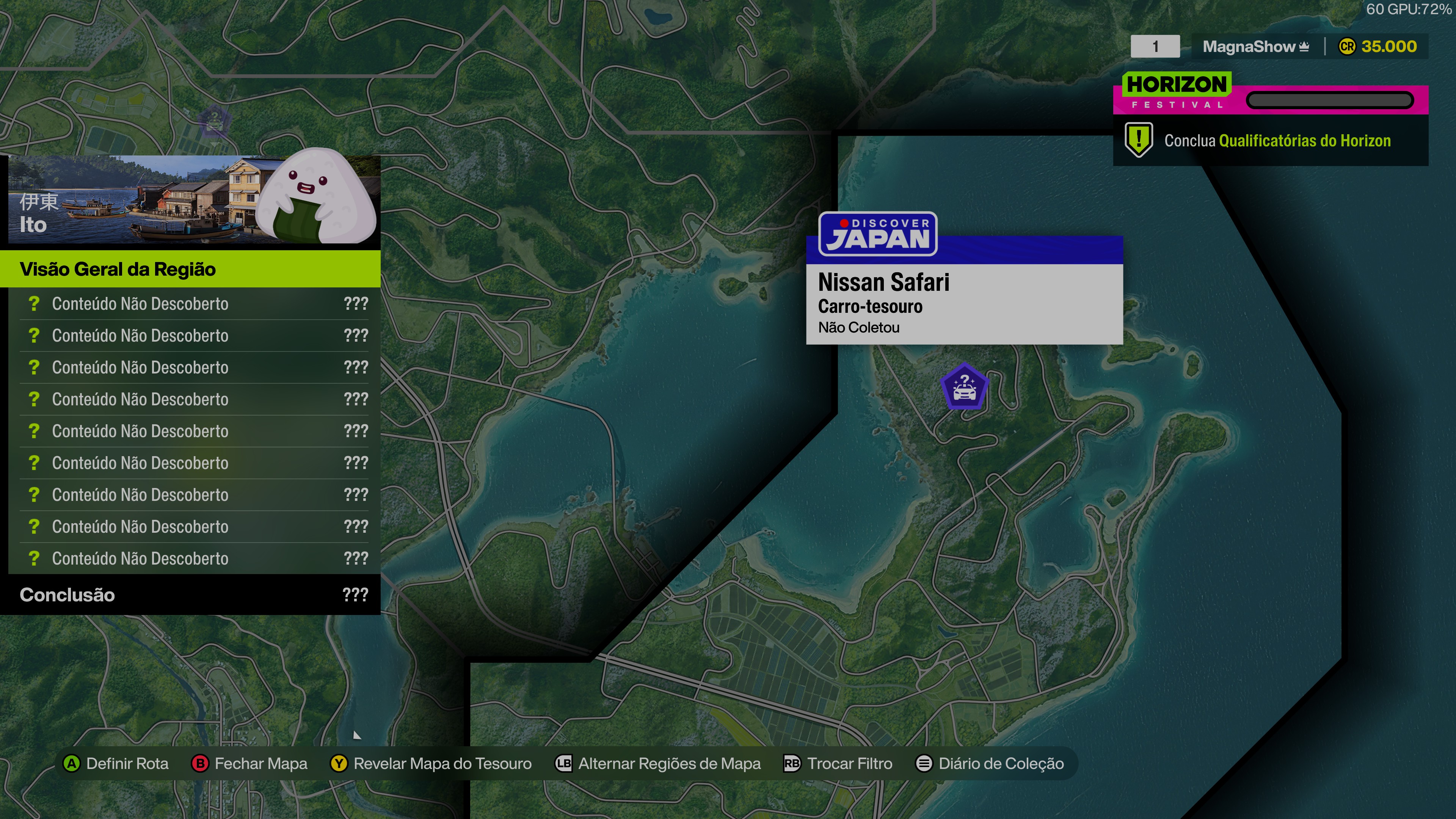 Localização de Nissan Safari como Carro-tesouro em Forza Horizon 6 na região de Ito