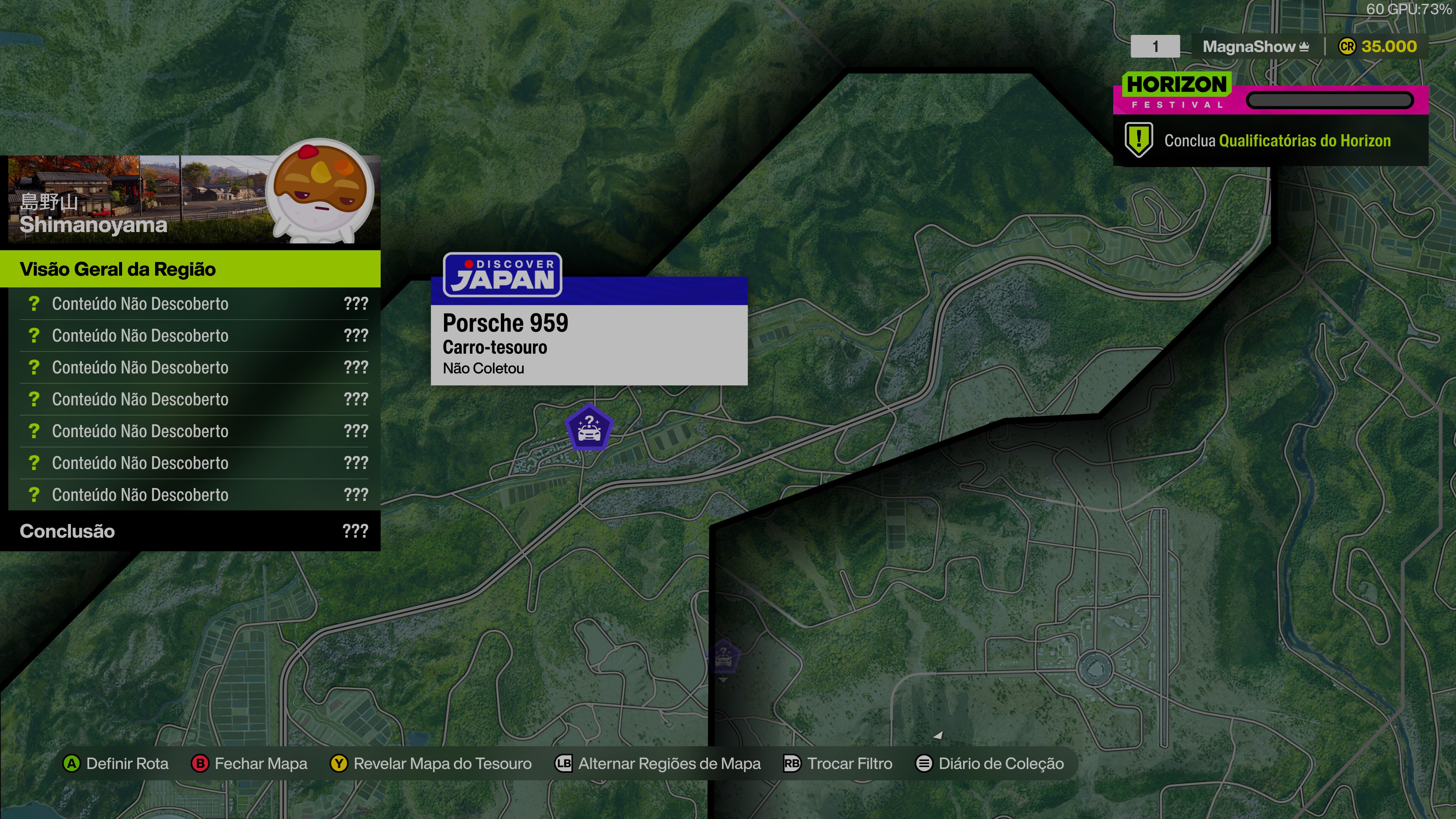 Localização de Porsche 959 como Carro-tesouro em Forza Horizon 6 na região de Shimanoyama