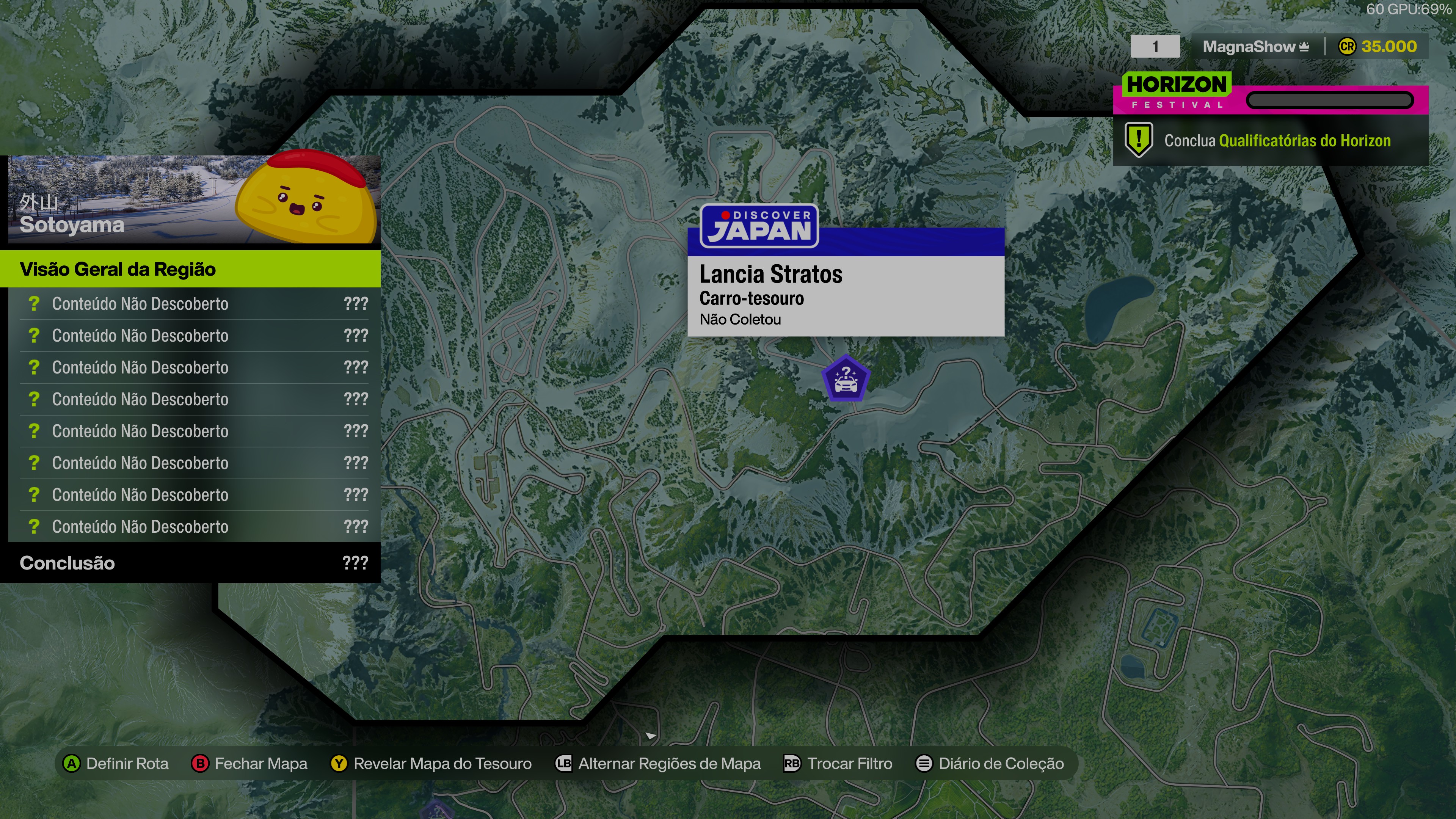 Localização de Lancia Stratos como Carro-tesouro em Forza Horizon 6 na região de Sotoyama